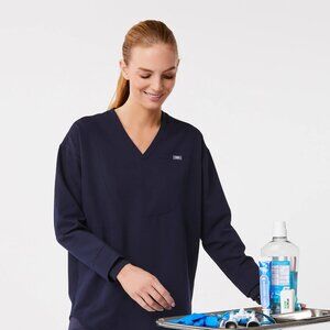 Women's Navy Blue Halle Longsleeve V-Neck Tunic - Scrub Top - XS